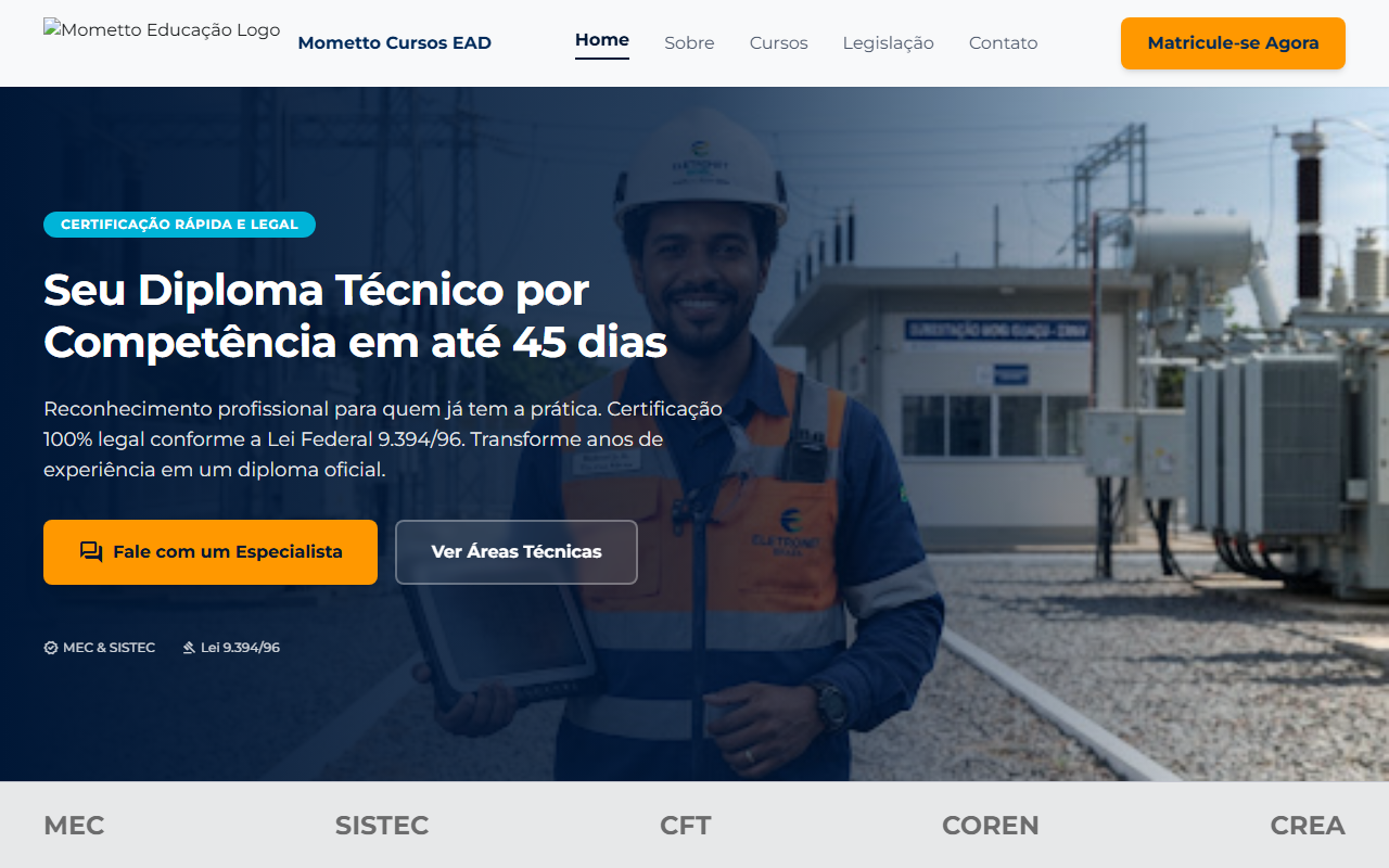 Previa do site Mometto Cursos EAD